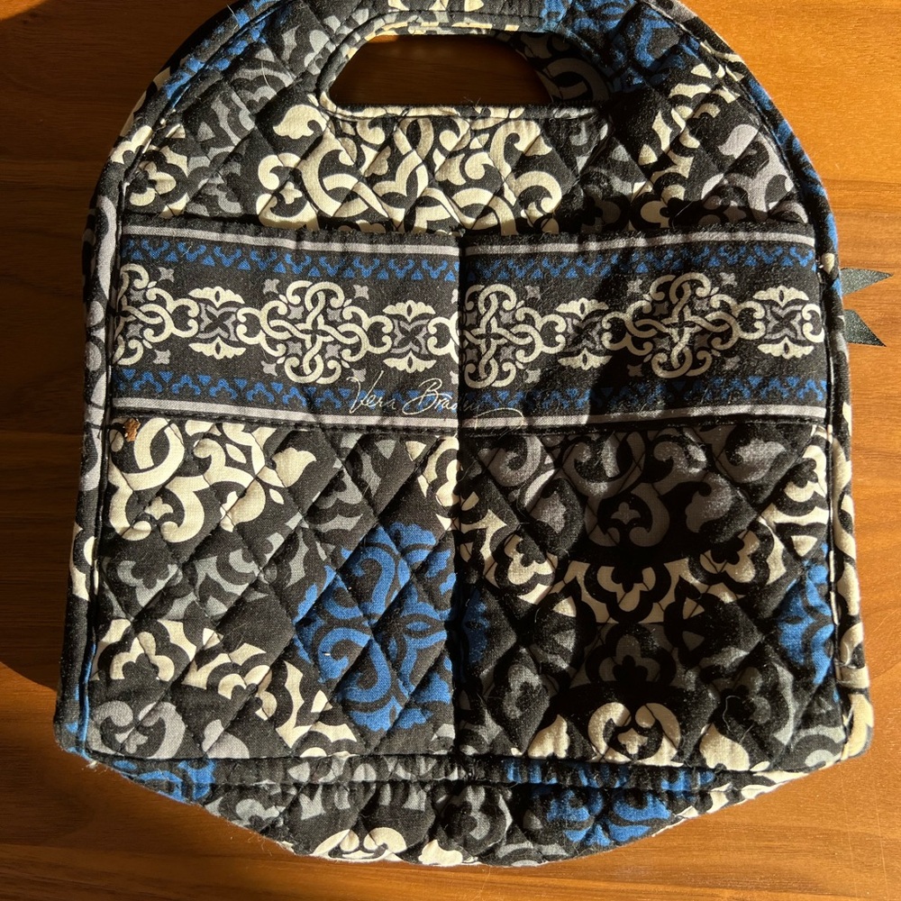 Vera Bradley Black and Blue Quilted Cosmetic Bag